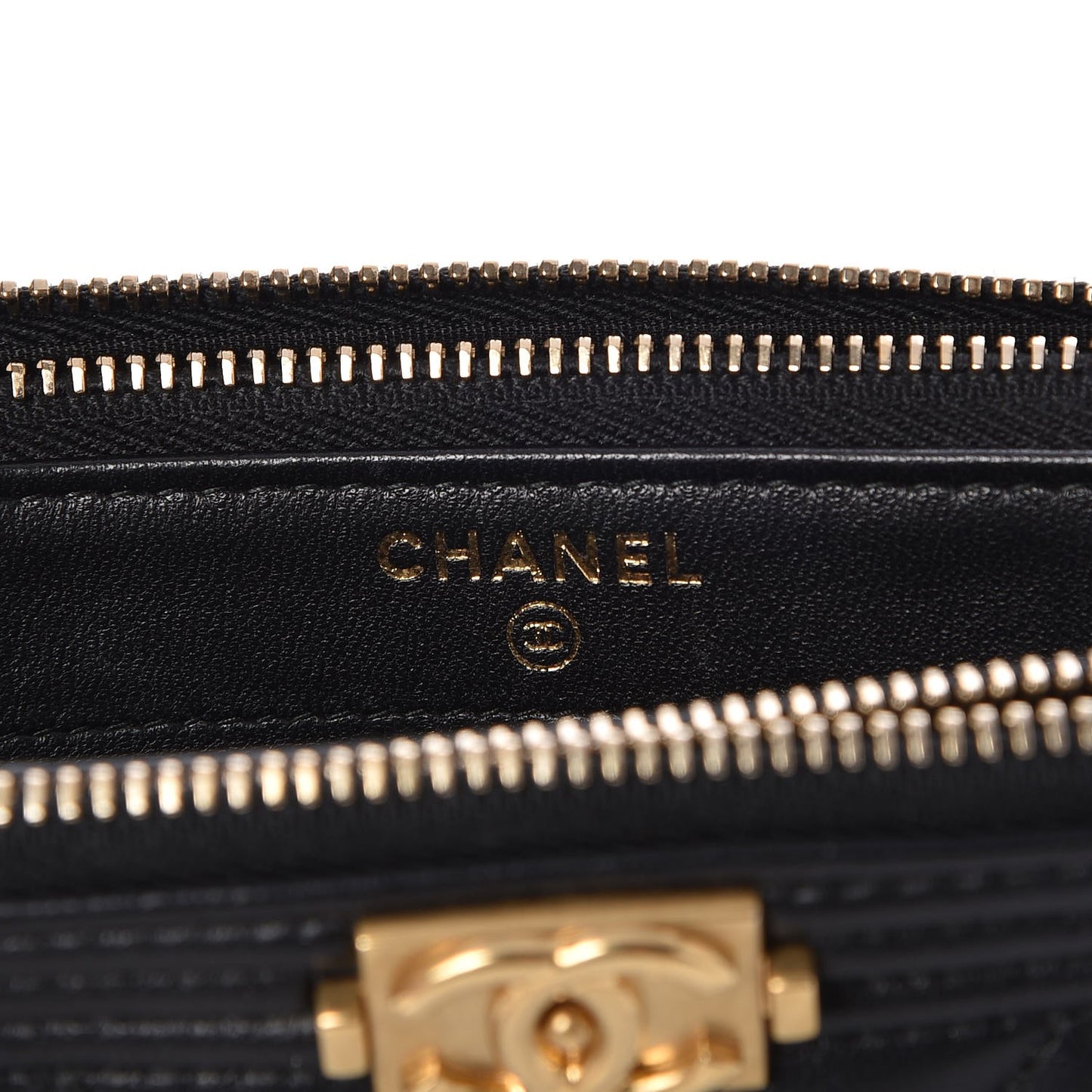 Lambskin Quilted Small Boy Clutch With Chain Black