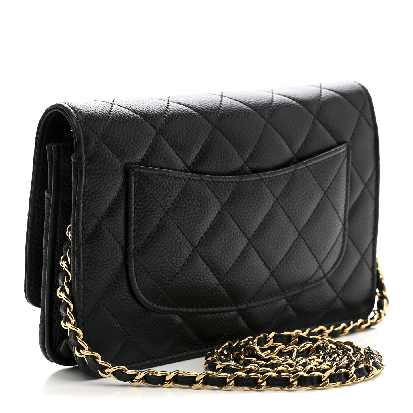 Caviar Quilted Wallet On Chain WOC Black