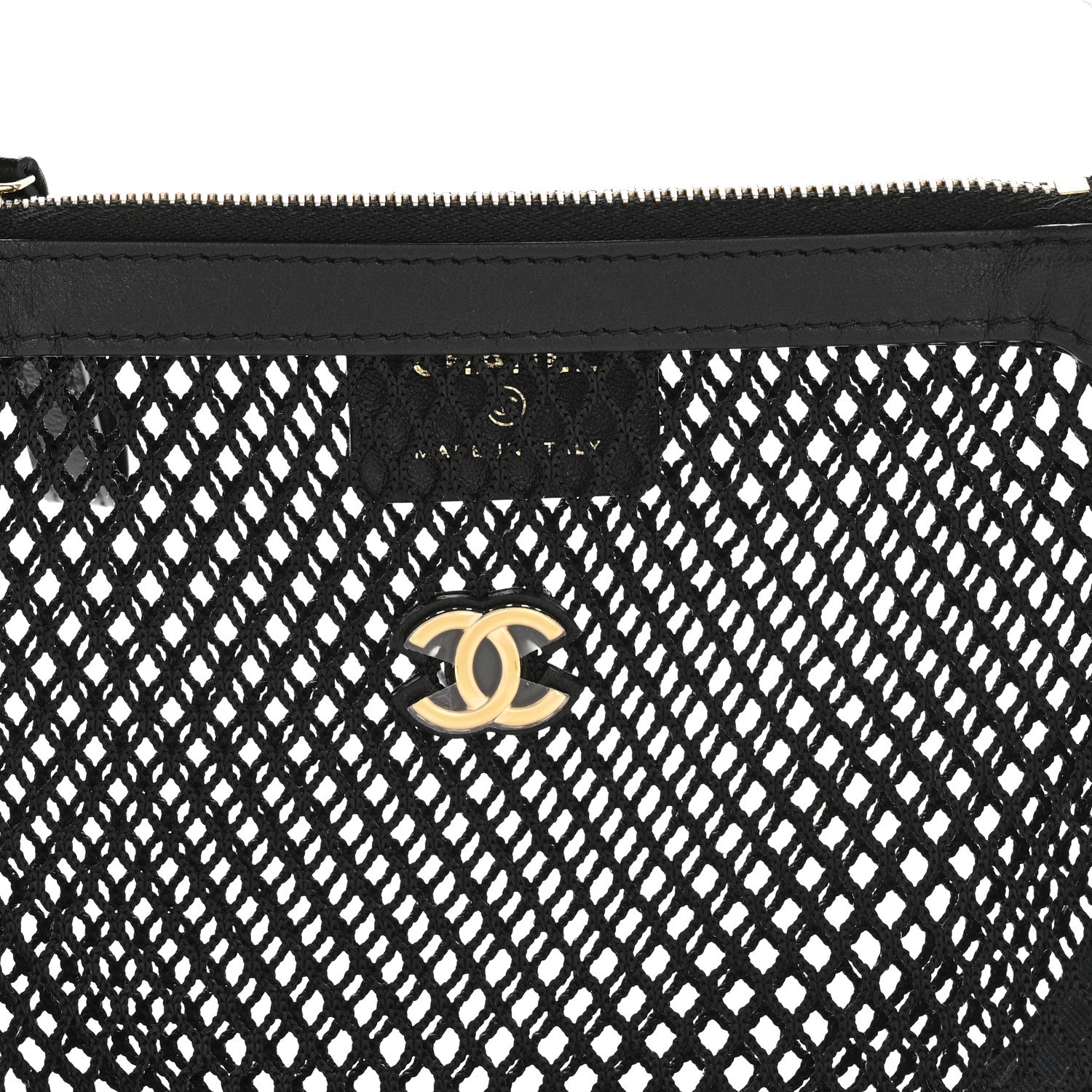 Chanel Mesh Shiny Lambskin Pouch Hobo Black 8 of 10
