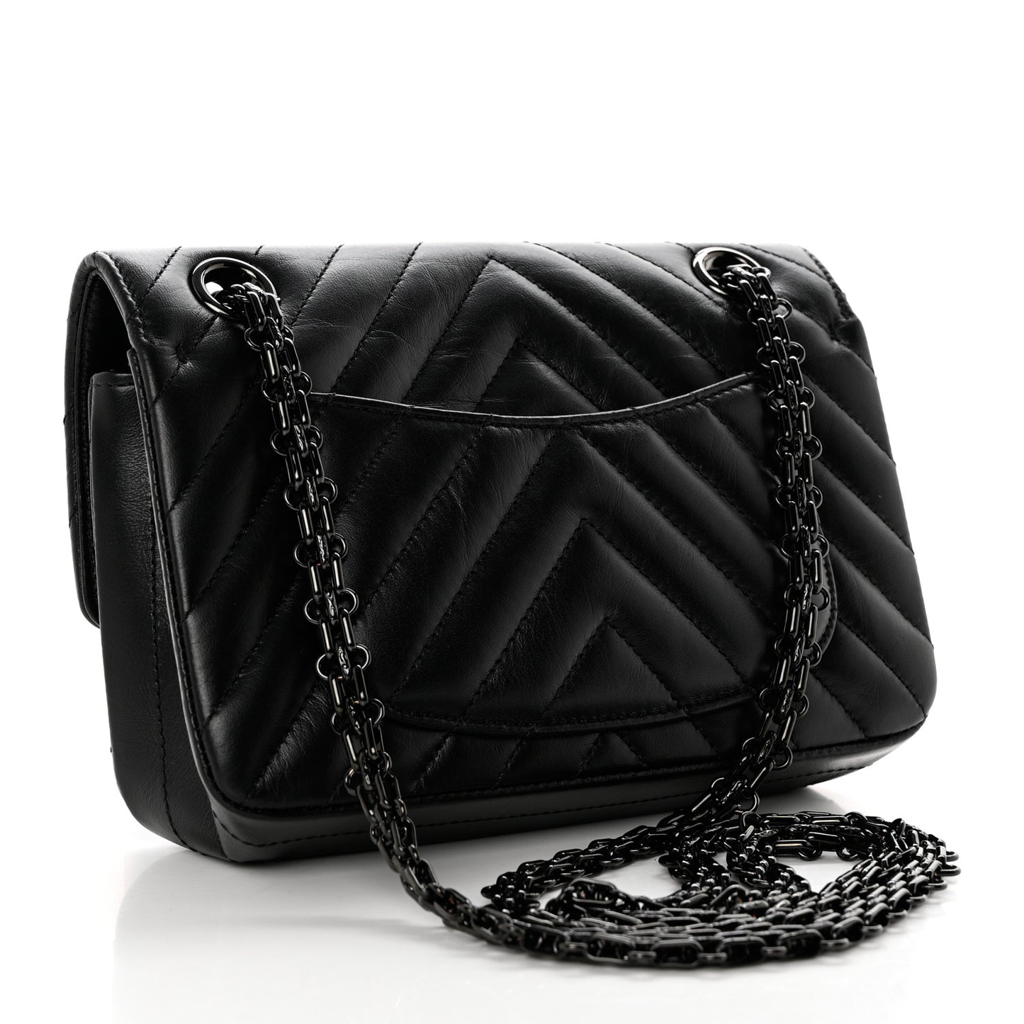 Aged Calfskin Chevron Quilted 2.55 Reissue Mini Flap So Black