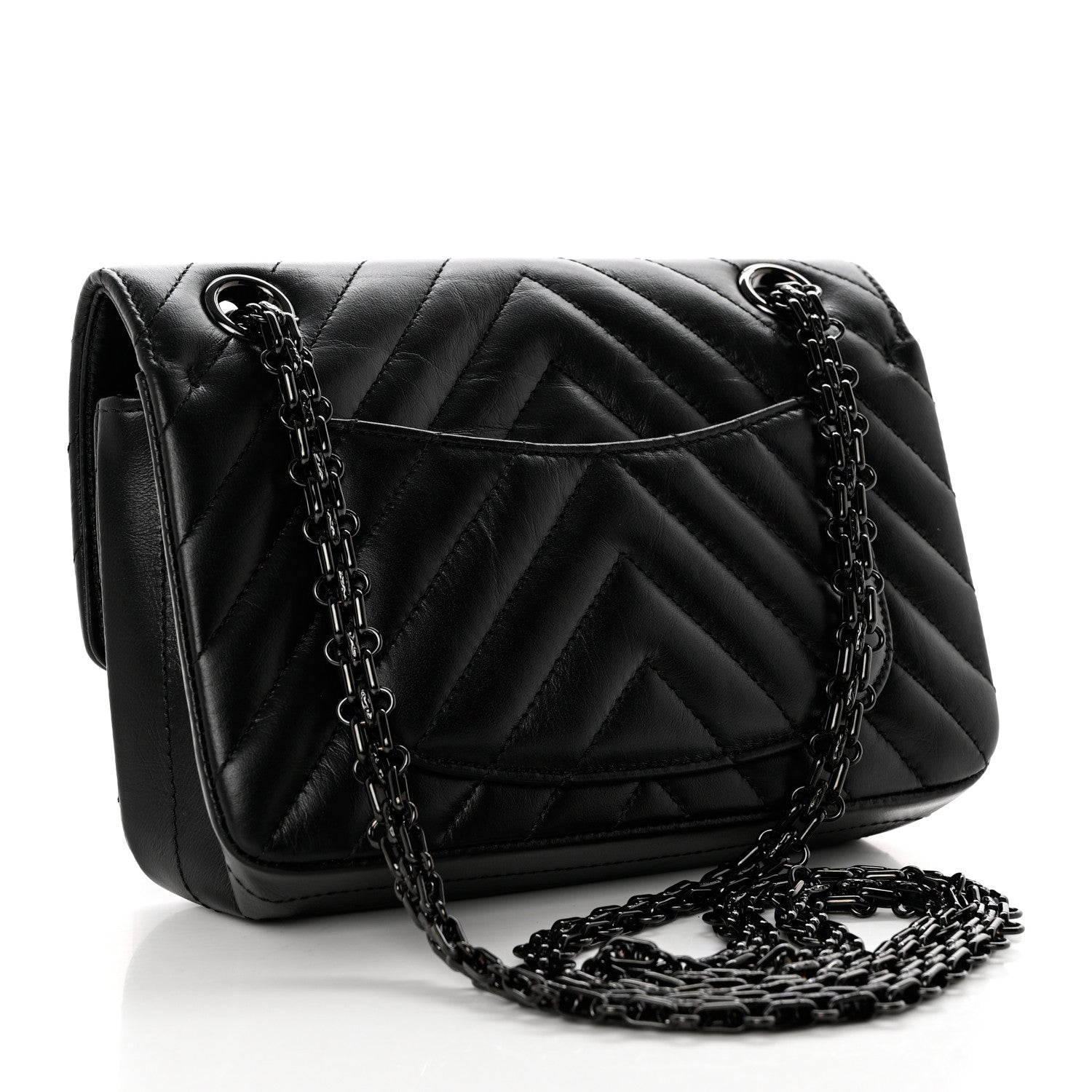 Chanel Aged Calfskin Chevron Quilted 2.55 Reissue Mini Flap So Black 2 of 11
