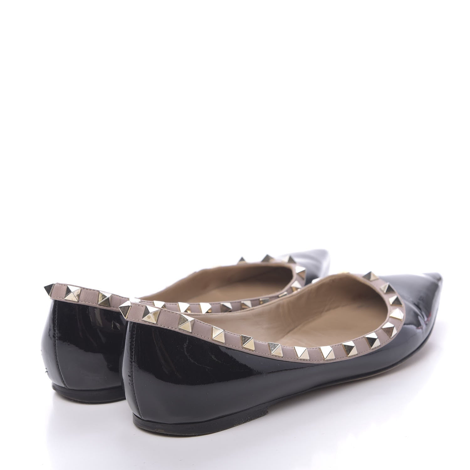 Valentino Garavani Patent Nappa Rockstud Ballerina Flats 38 Black Poudre 4 of 14