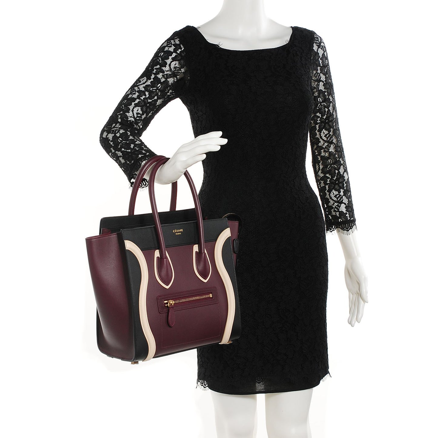Smooth Calfskin Micro Tri-Color Luggage Burgundy