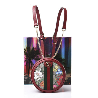 Gucci GG Supreme Monogram Web Flora Mini Ophidia Round Backpack Red 10 of 10