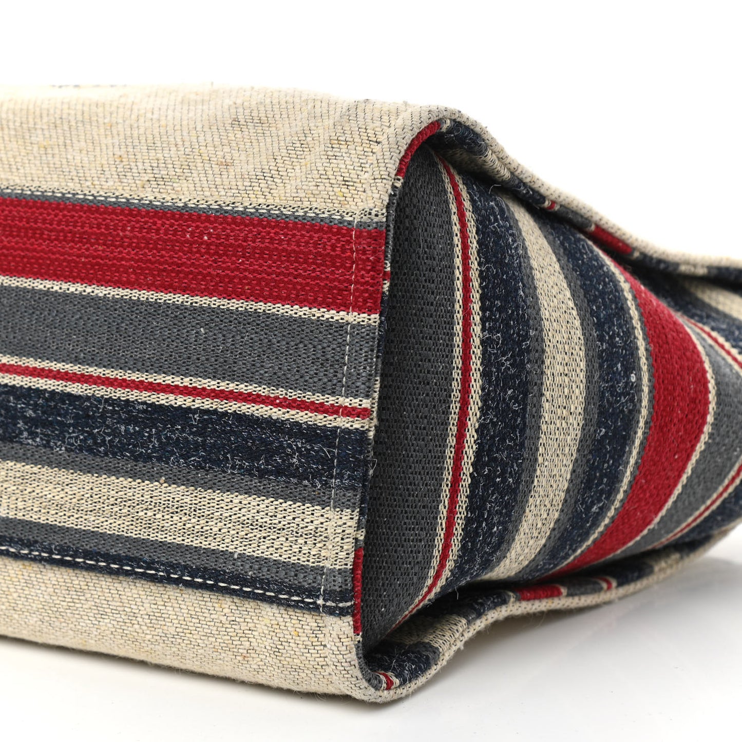 Striped Canvas Medium Deauville Tote Beige
