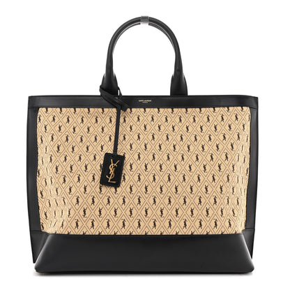 Saint Laurent Canvas All-Over Monogram Cabas Tote Beige Black 1 of 10