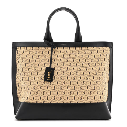 Canvas All-Over Monogram Cabas Tote Beige Black