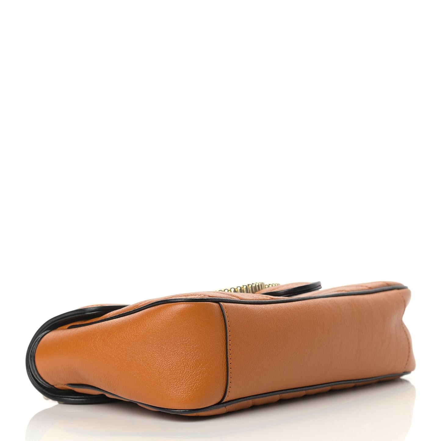Vintage Effect Calfskin Matelasse Diagonal Small Torchon GG Marmont Shoulder Bag Cognac Black