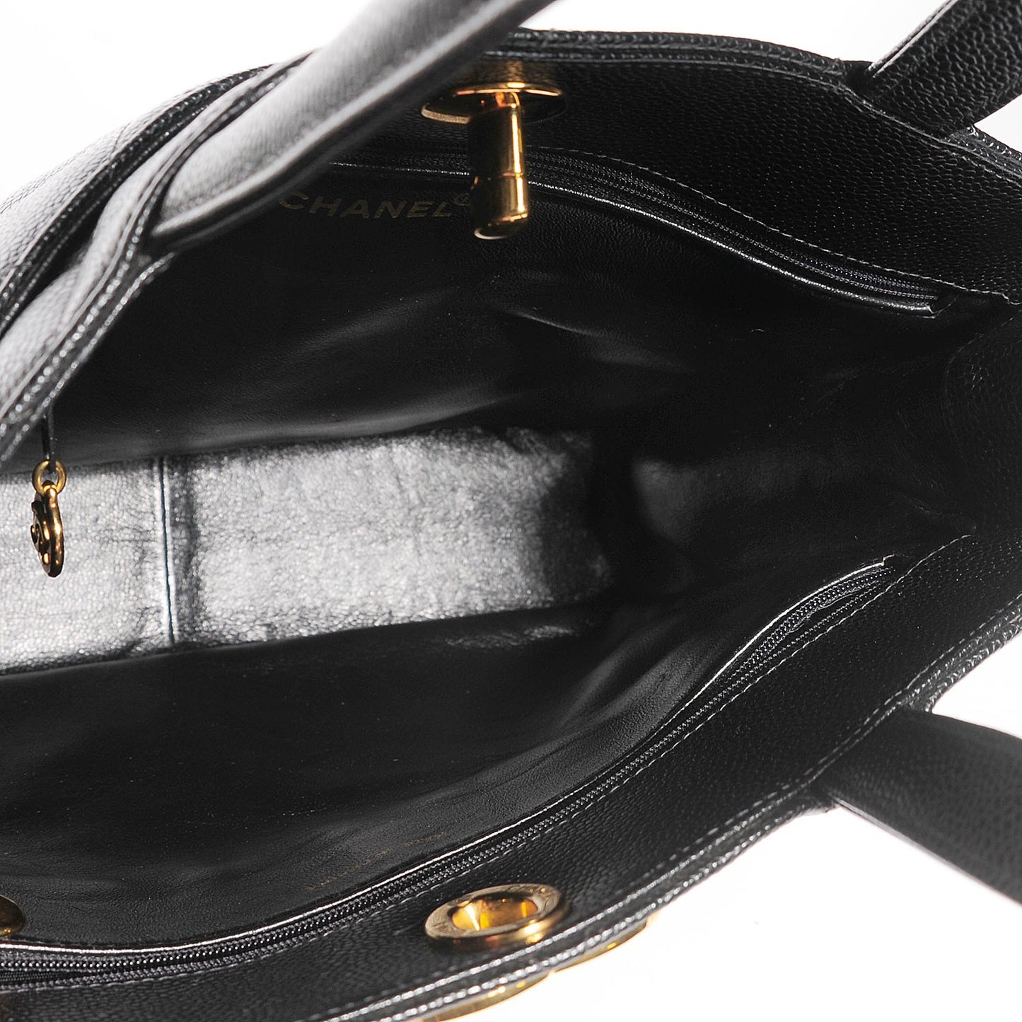 Caviar Quilted Tote Black