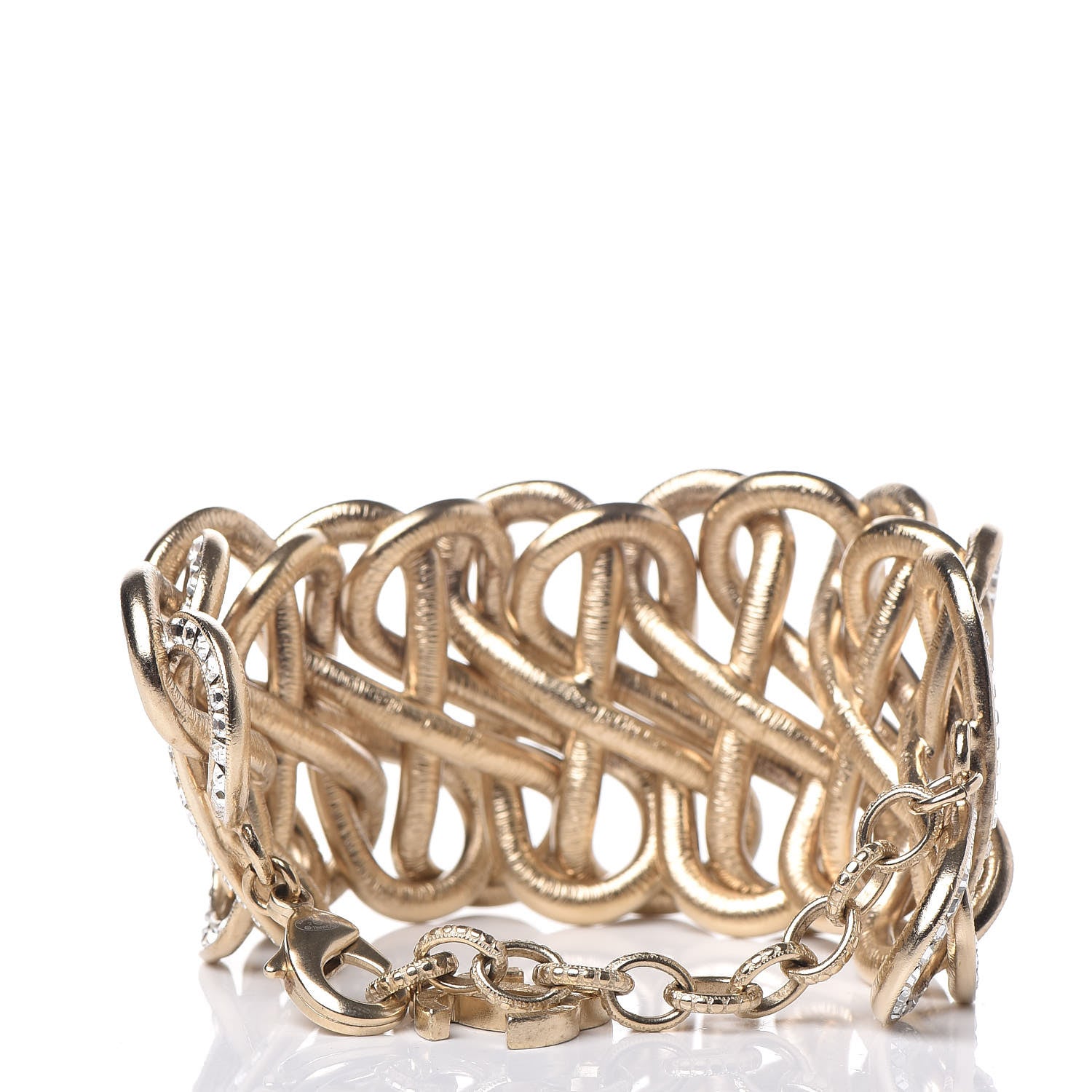 Chanel Baguette Crystal Twisted Knots CC Bracelet Gold 3 of 5