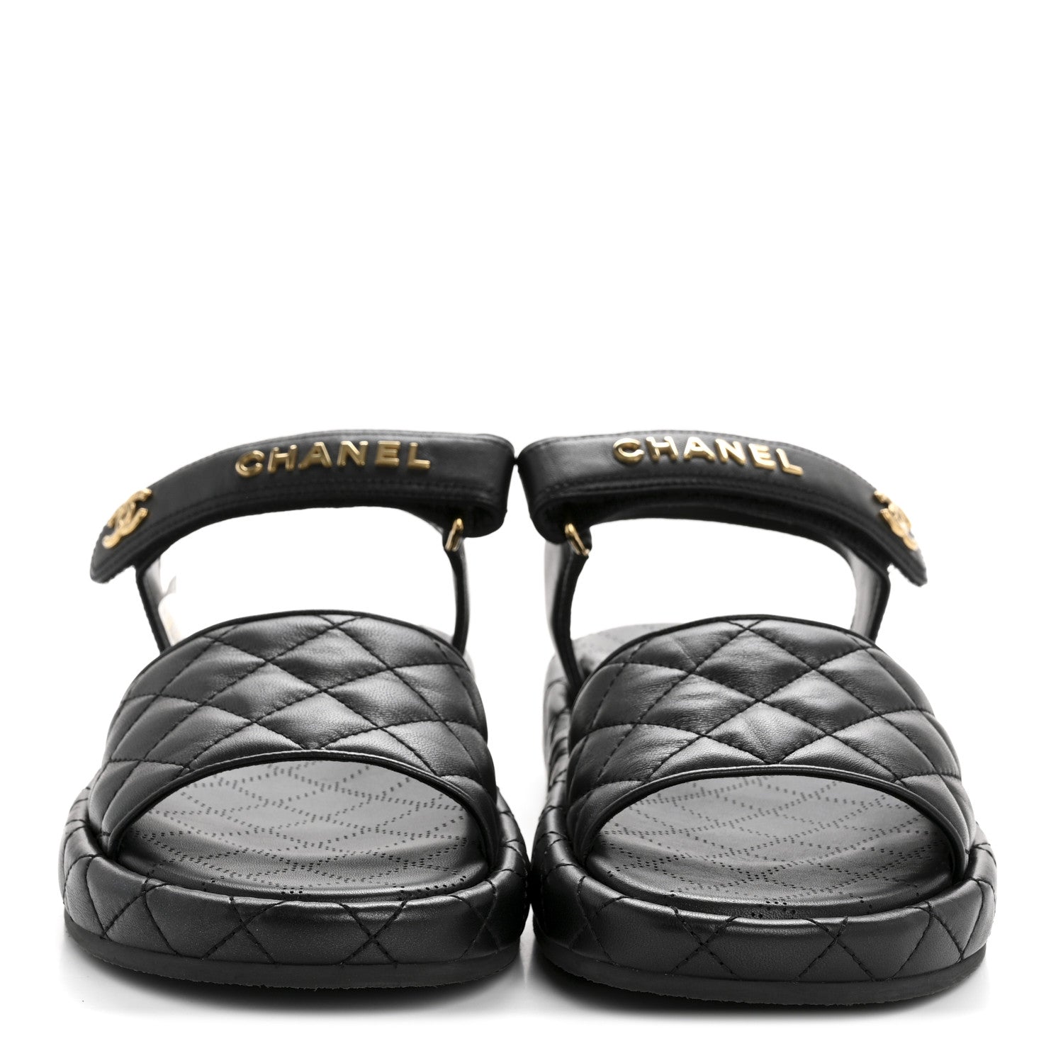 Chanel Lambskin Quilted Dad Sandals 41 Black 3 of 9