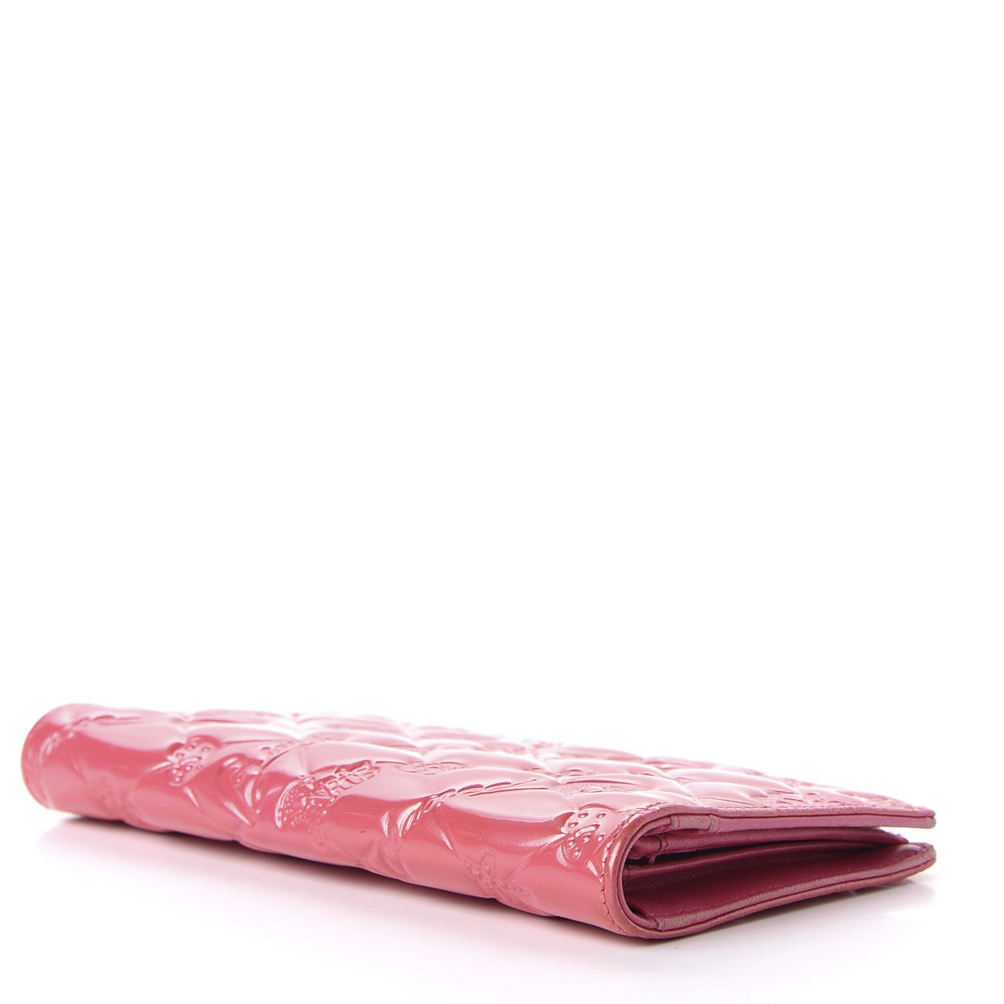 Patent Calfskin Lucky Symbols Yen Wallet Pink