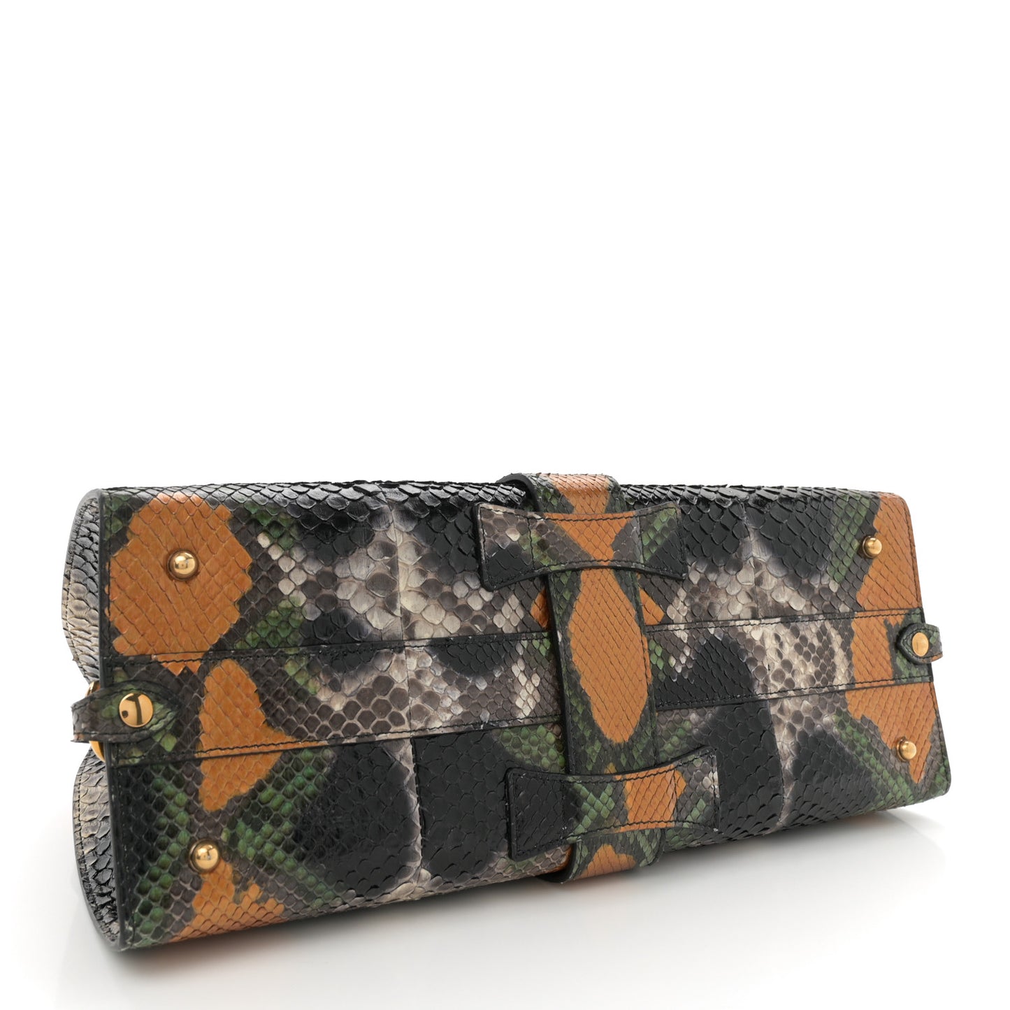 Snakeskin Stirrup Medium Top Handle Bag Multicolor