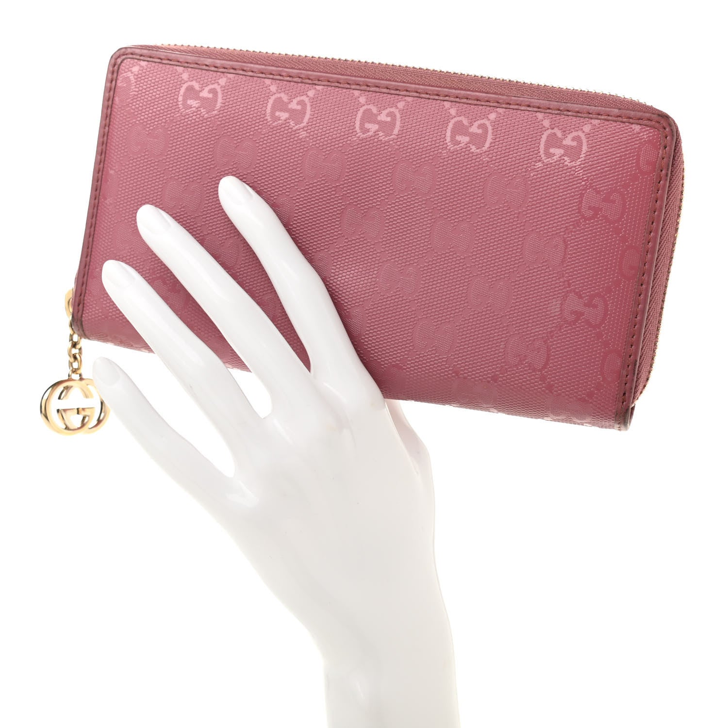 Gucci Imprime Monogram GG Pierce Zip Around Wallet Vintage Rose 2 of 14