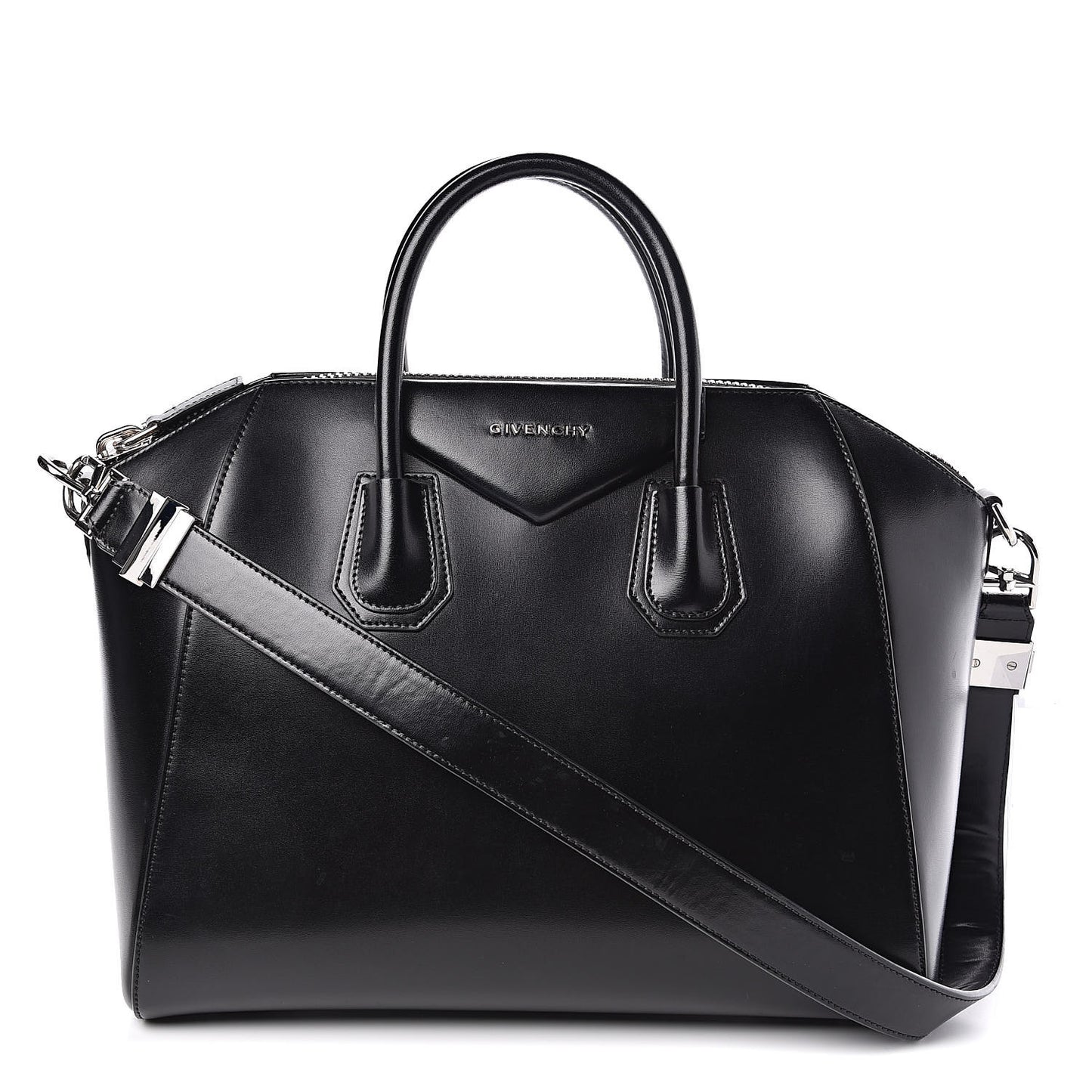 Shiny Lord Calfskin Medium Antigona Black