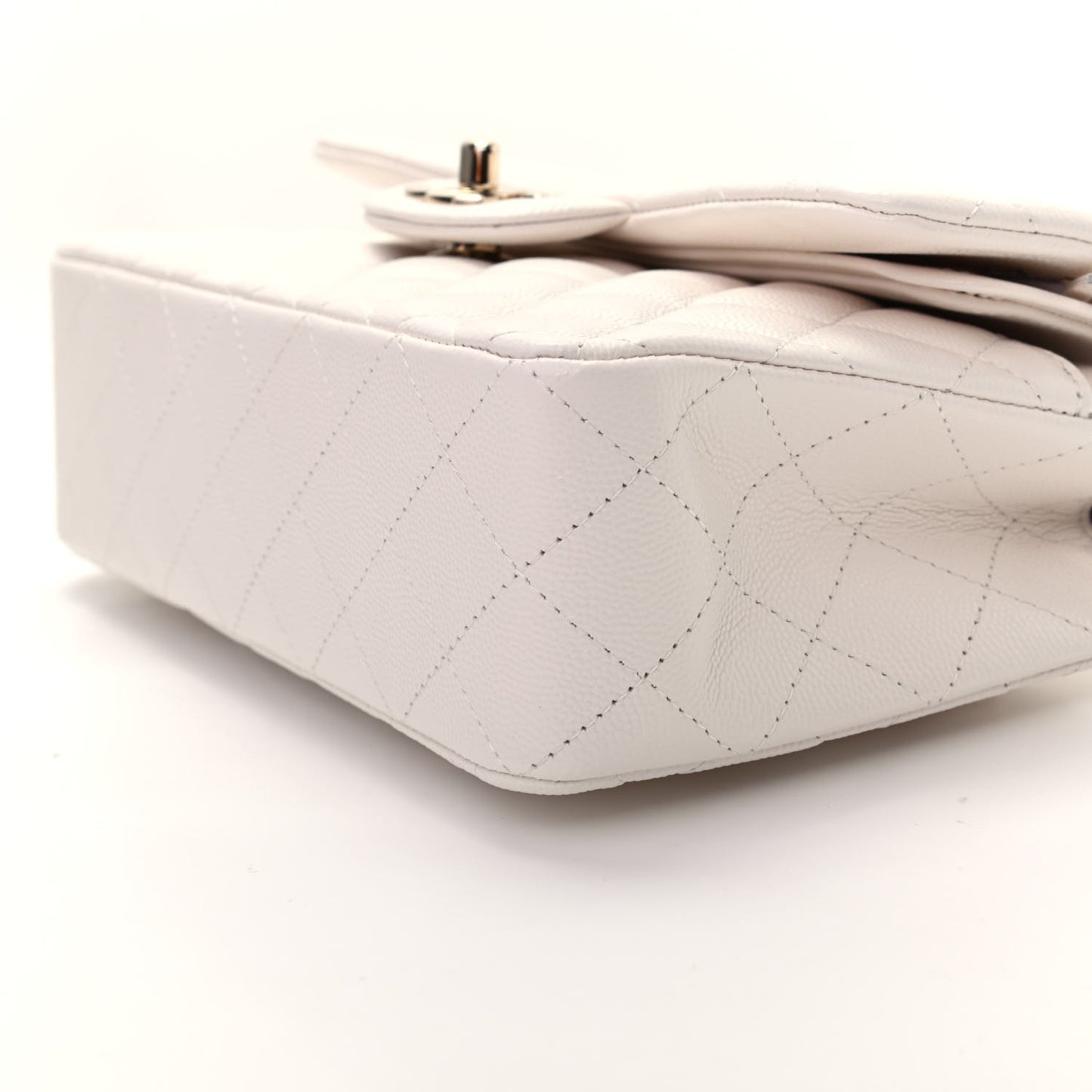 Caviar Quilted Small Double Flap White