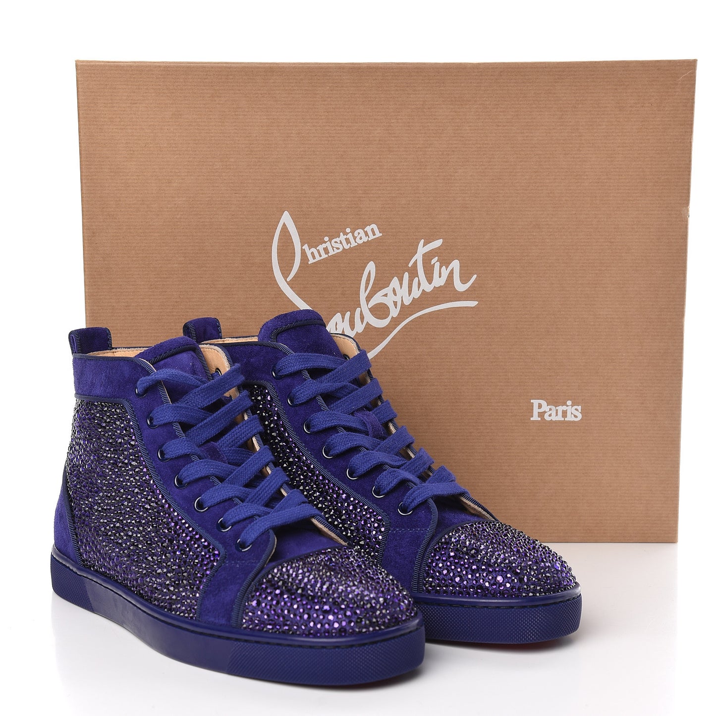 Veau Velours Strass Louis Flat Sneakers 39 Version Encre