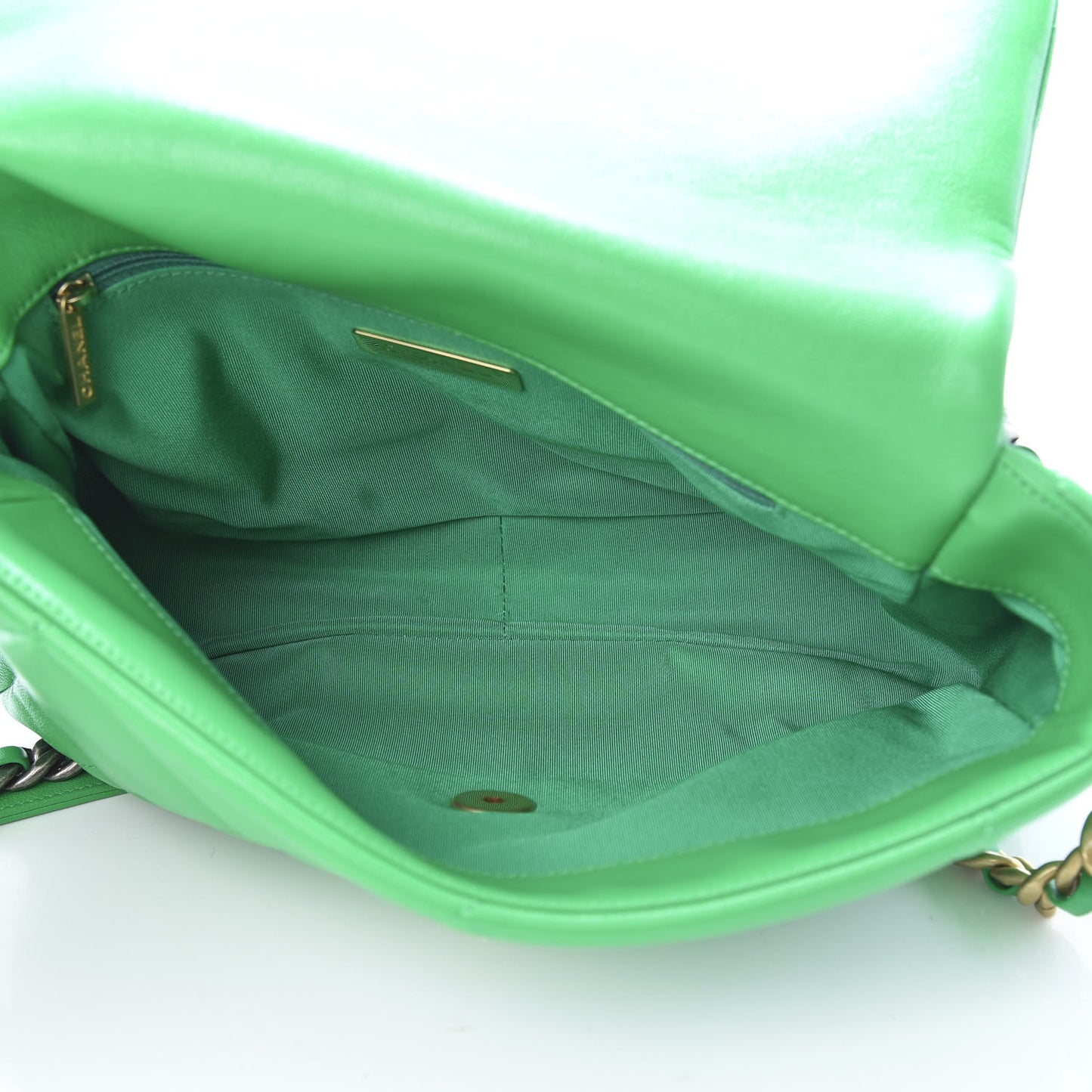 Lambskin Quilted Large 19 Flap Green