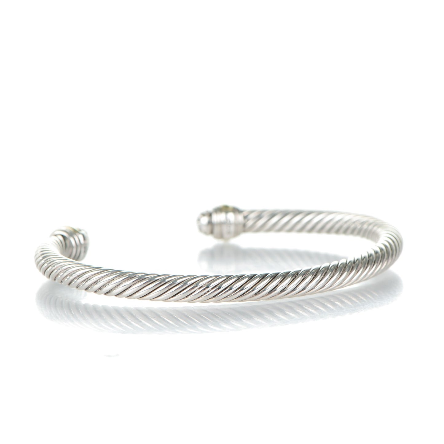 Sterling Silver 14K Yellow Gold Diamond 5mm Cable Classics Bracelet