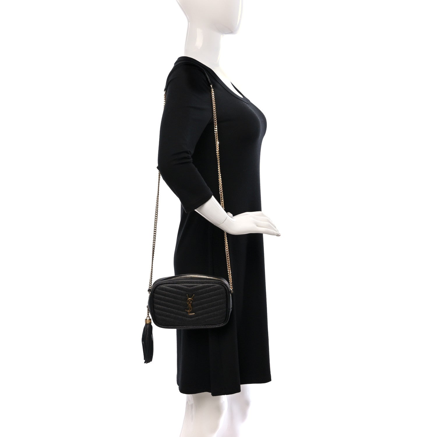 Saint Laurent Grain De Poudre Matelasse Monogram Mini Lou Camera Bag Black 2 of 12
