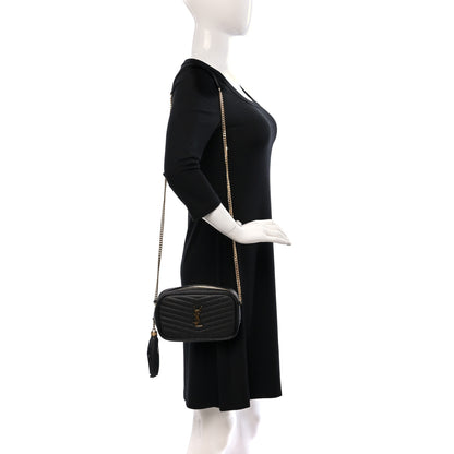 Saint Laurent Grain De Poudre Matelasse Monogram Mini Lou Camera Bag Black 2 of 12