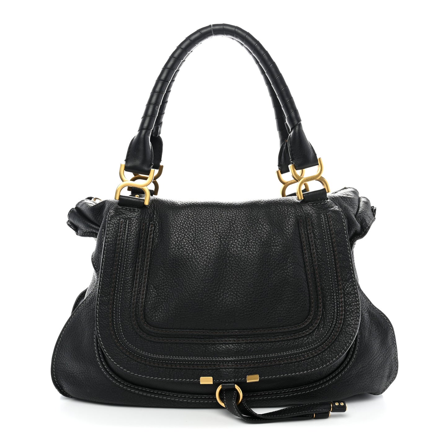 Calfskin Large Marcie Satchel Black Black