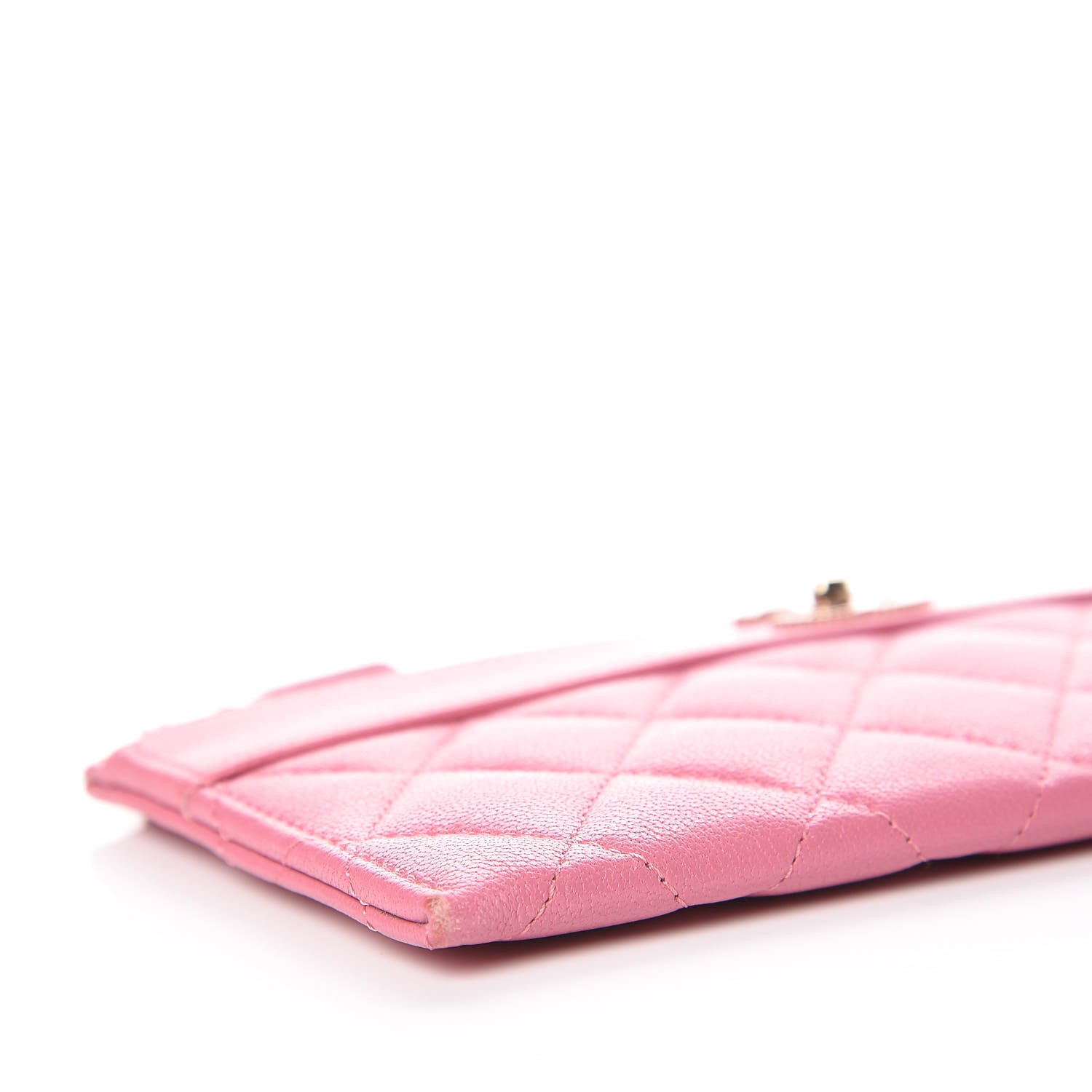 Chanel Sheepskin Quilted Mademoiselle Vintage Zip Pouch Pink 5 of 9