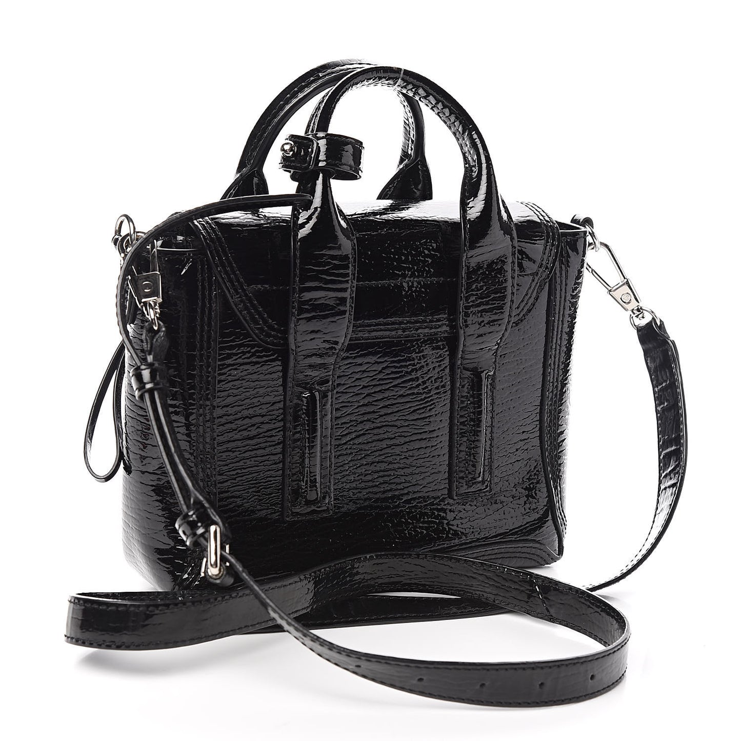 3.1 Textured Patent Mini Pashli Satchel Black