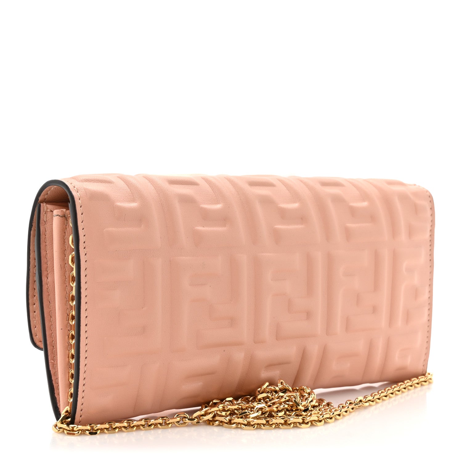 Fendi Nappa Matisse FF Embossed Continental Wallet On Chain Light Pink 3 of 10