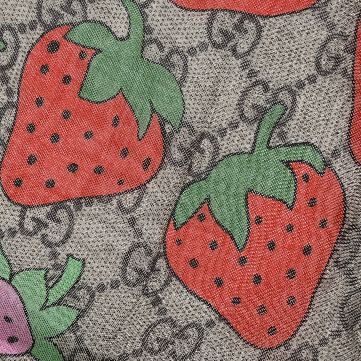 Modal Silk Monogram Strawberry Square Scarf
