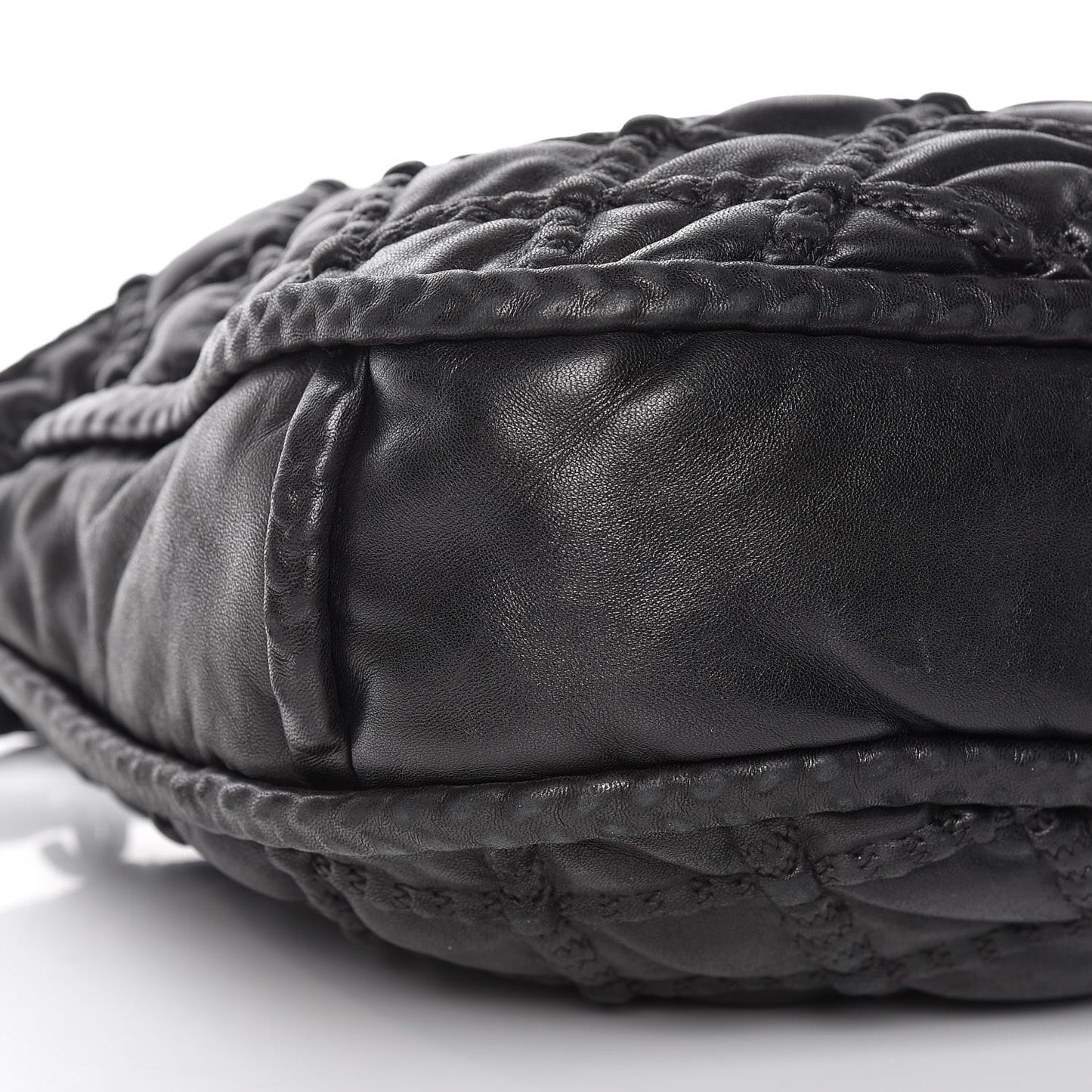 Lambskin Quilted Hidden Chain Hobo Black