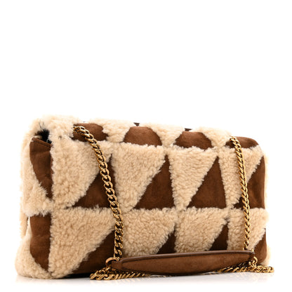 Saint Laurent Suede Shearling Patchwork Monogram Medium Jamie Brown Beige 3 of 11