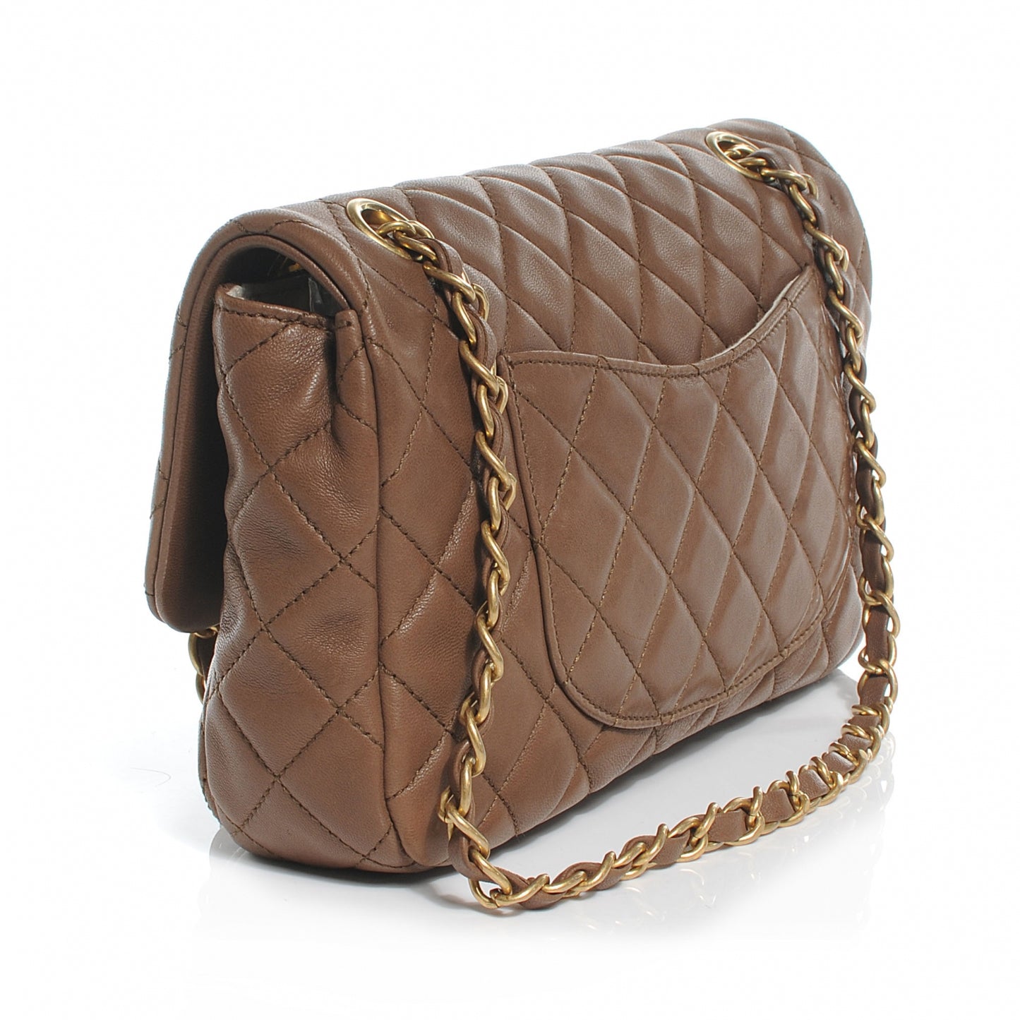 Lambskin Quilted Cruise Charm Medium Flap Brown