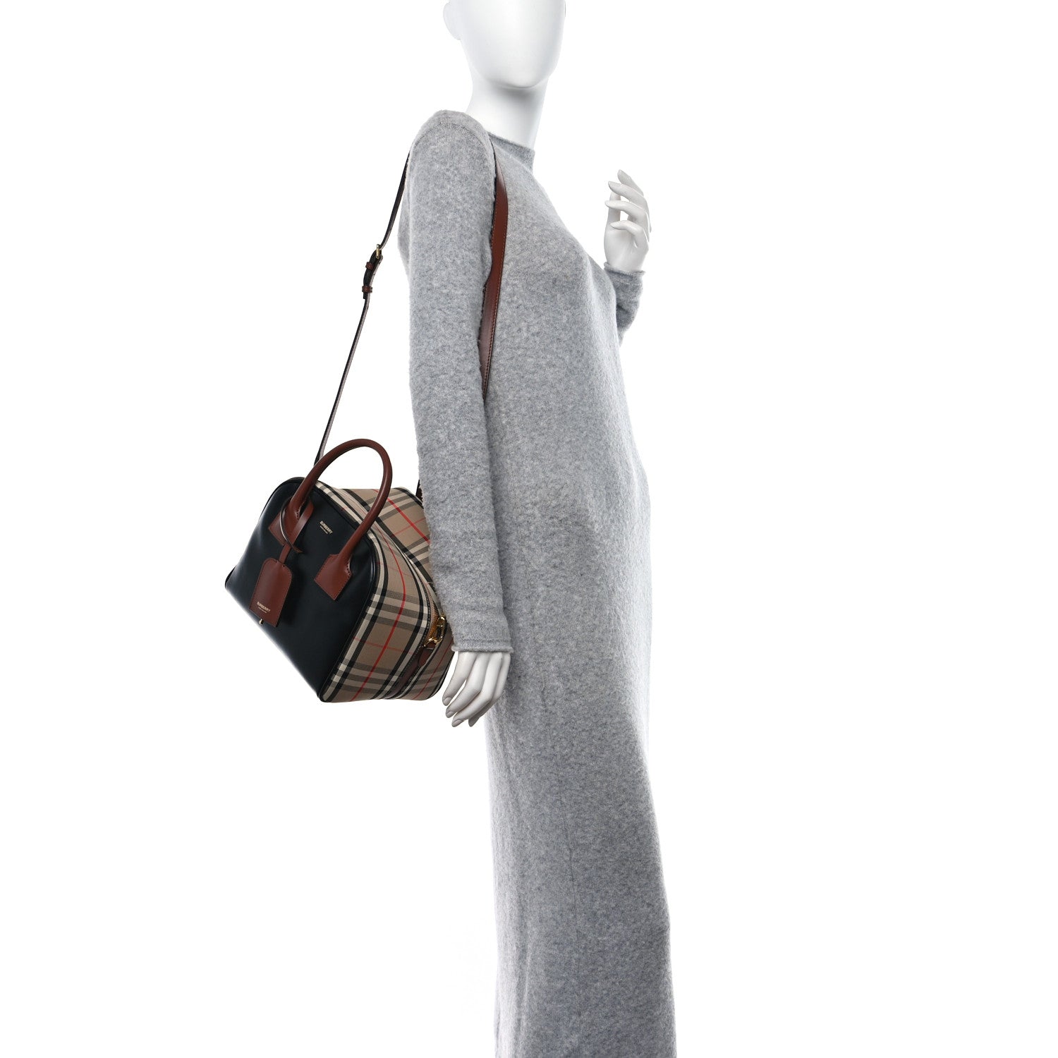 Burberry Smooth Calfskin Small Cube Bowling Bag Black Archive Beige 2 of 9