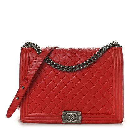 Chanel Calfskin Quilted Large Boy Flap Dark Red 1 of 13