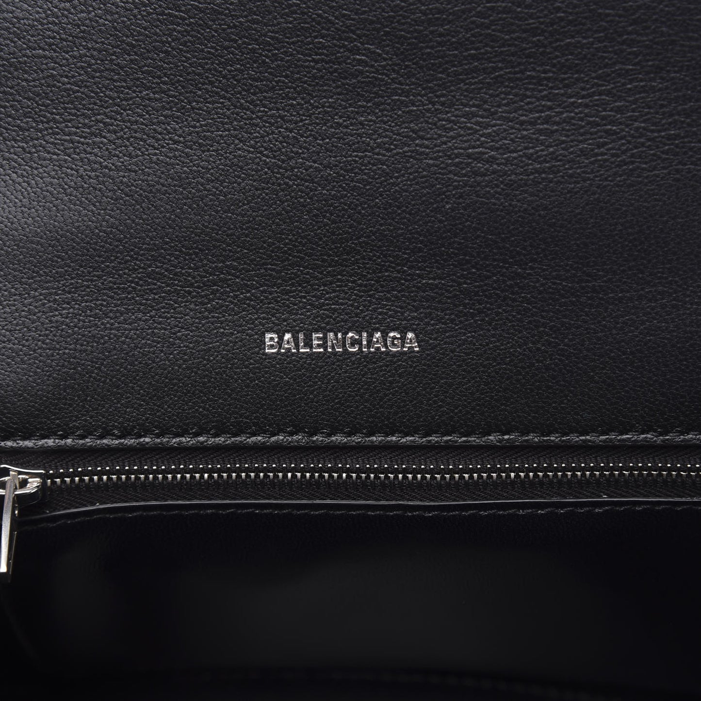 Grained Calfskin Small Hourglass Top Handle Bag Black
