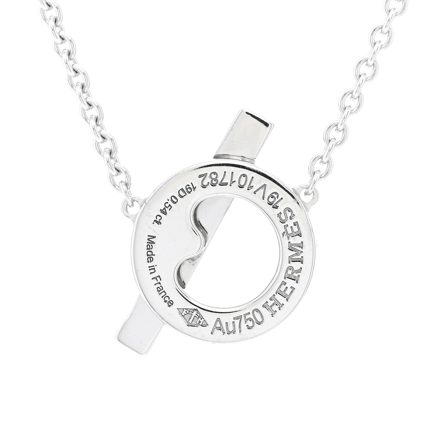 Hermes 18K White Gold Diamond Finesse Pendant Necklace 5 of 6