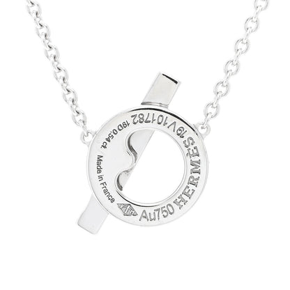 Hermes 18K White Gold Diamond Finesse Pendant Necklace 5 of 6
