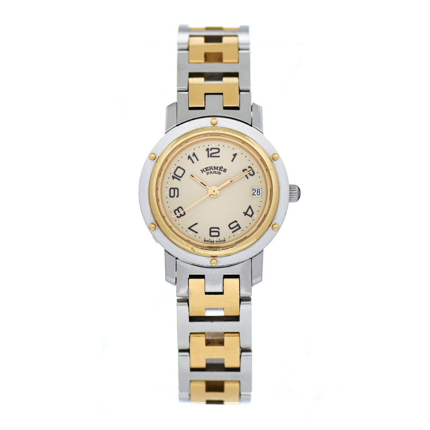 Hermes Stainless Steel 24mm Clipper Quartz Watch Gold 1 of 5