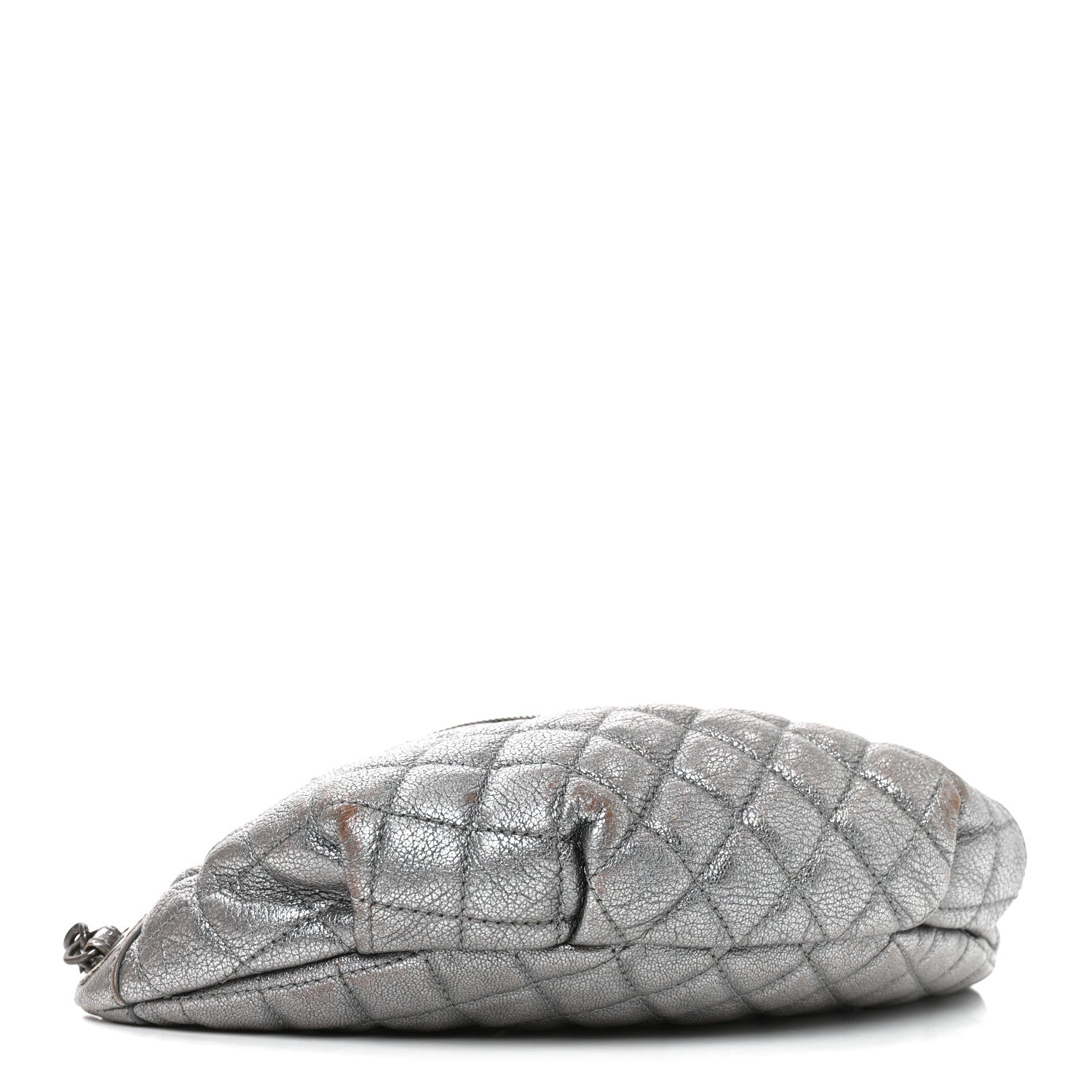 Chanel Metallic Goatskin Quilted Banane Waist Bag Fanny Pack Silver 3 of 9