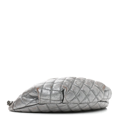 Chanel Metallic Goatskin Quilted Banane Waist Bag Fanny Pack Silver 3 of 9