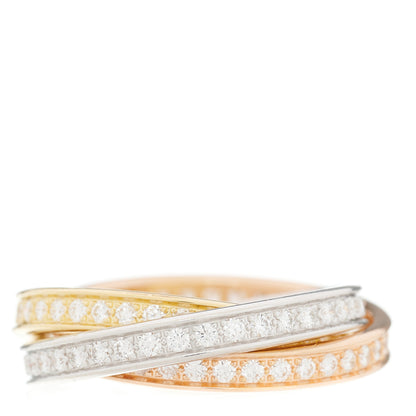 Cartier 18K White Yellow Pink Gold Diamond Trinity Ring 65 11 1 of 6