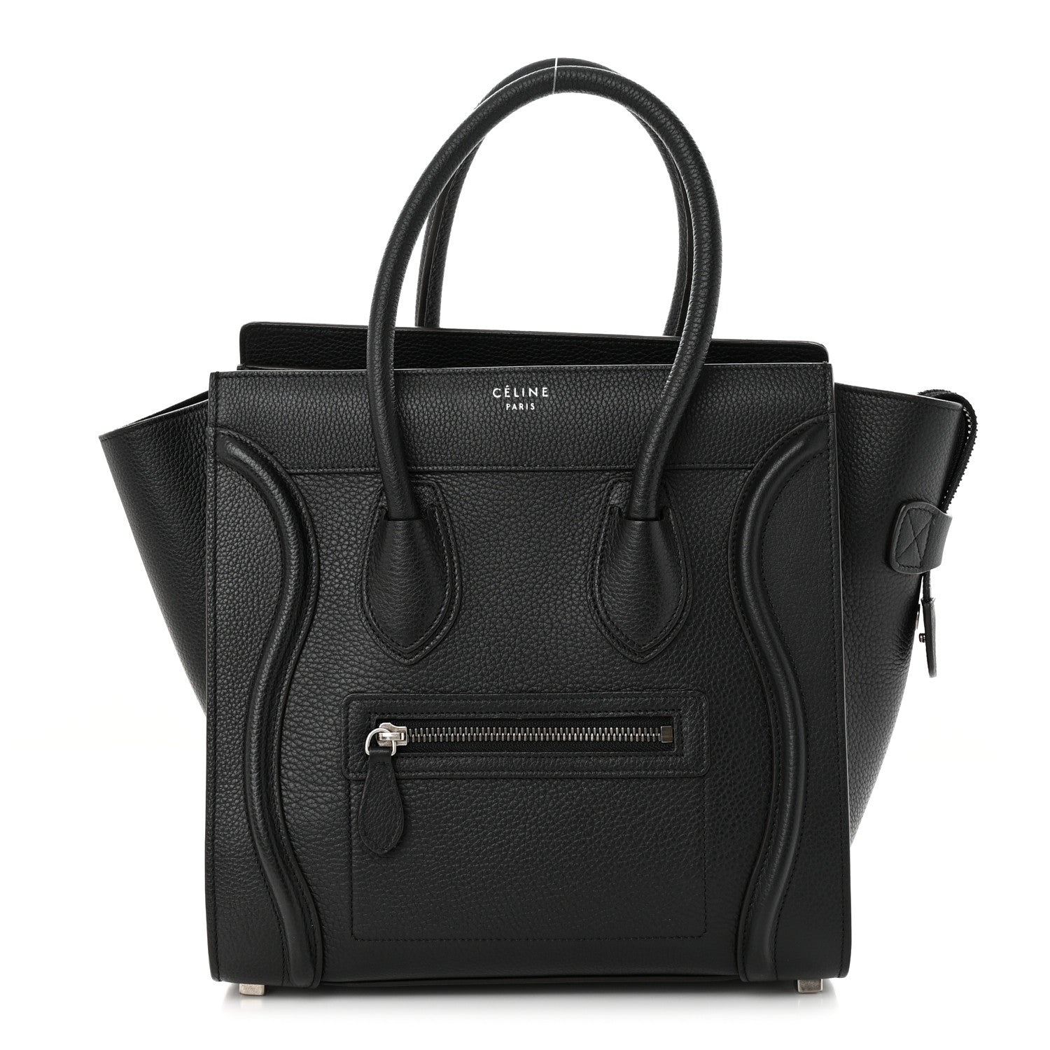 Celine Drummed Calfskin Micro Luggage Black 1 of 10