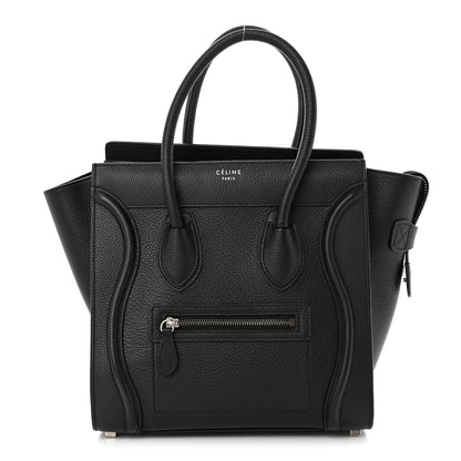 Celine Drummed Calfskin Micro Luggage Black 1 of 10