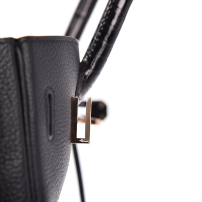 Hermes Taurillon Novillo Shiny Niloticus Crocodile Birkin Touch 30 Black 24 of 32