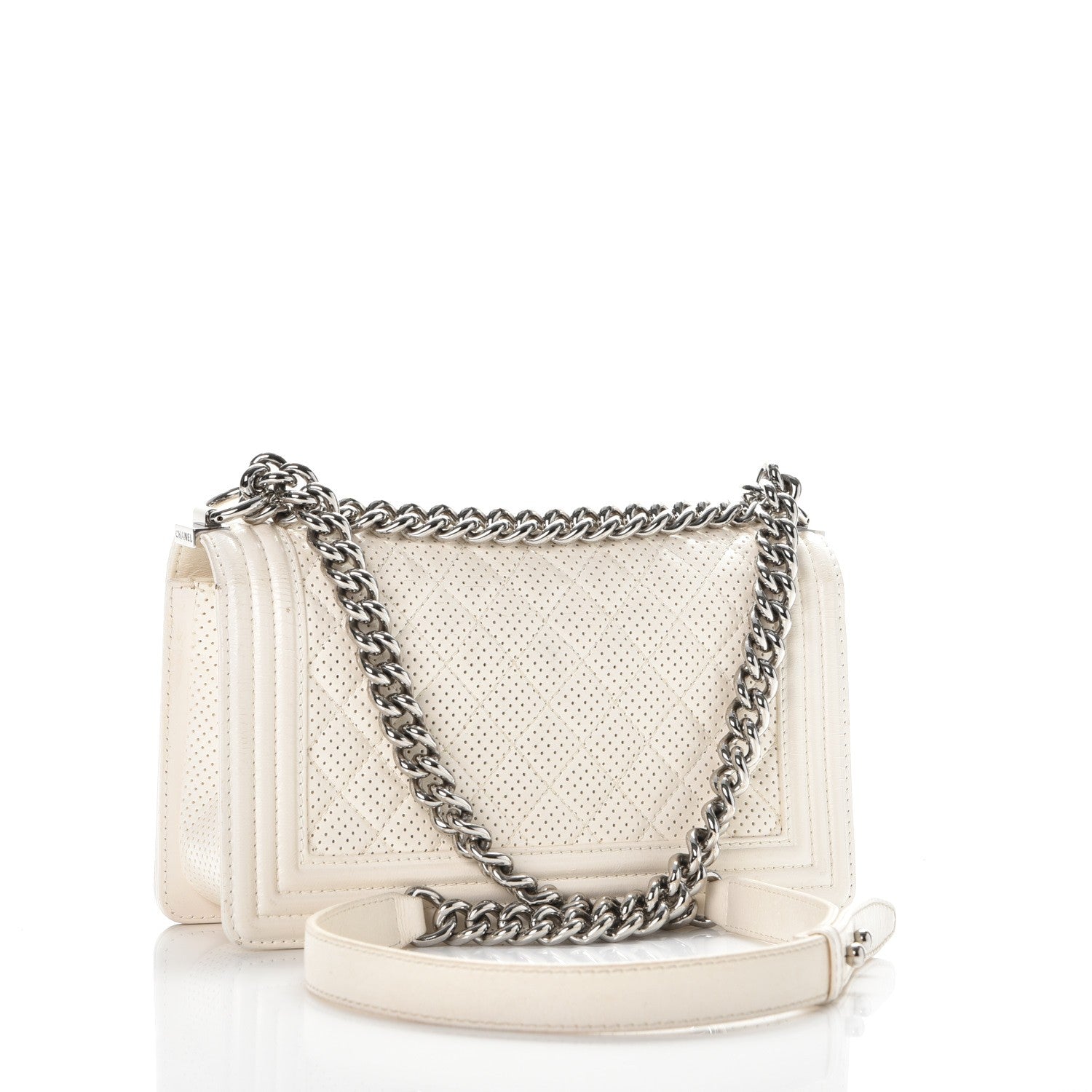 Chanel Lambskin Perforated Medium Boy Flap White 3 of 14