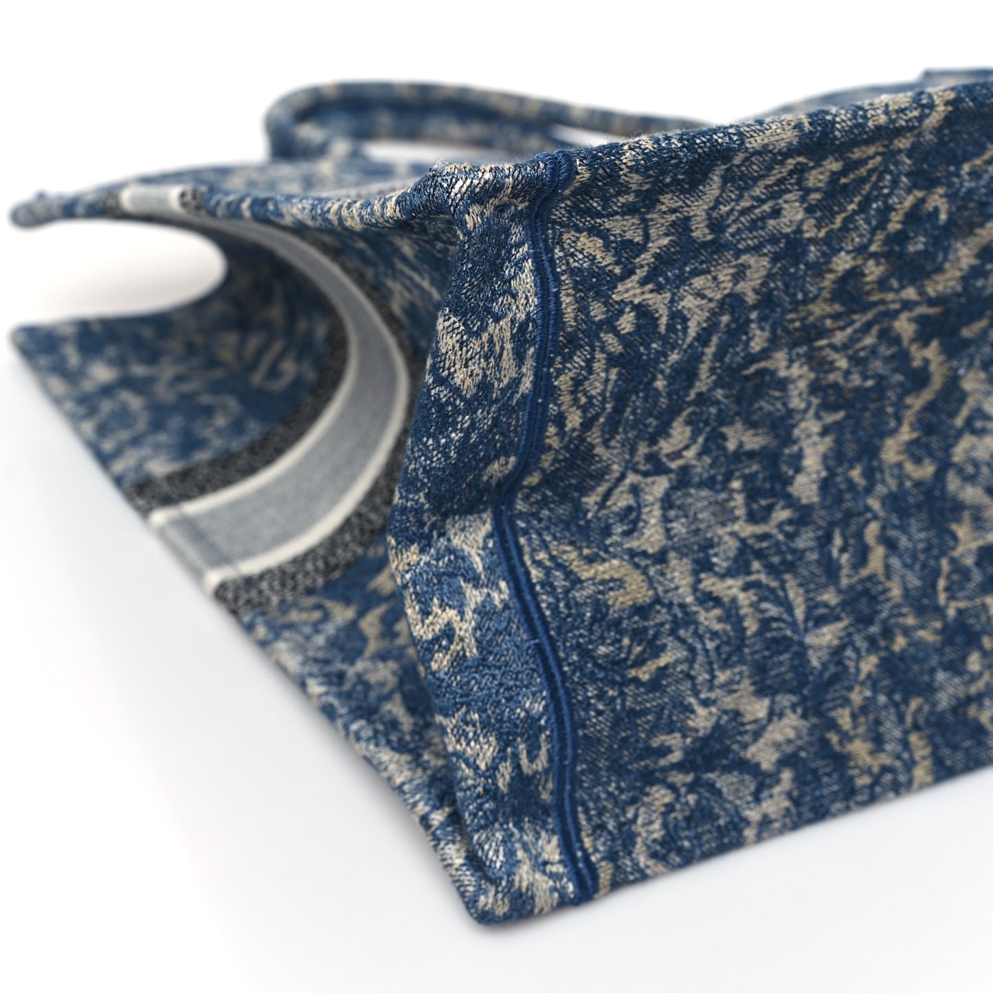 Canvas Embroidered Large Brocart Book Tote Blue