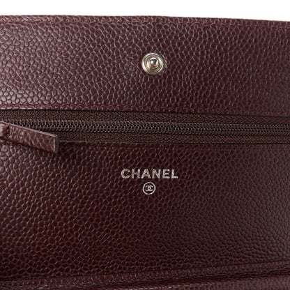 Chanel Caviar Quilted Wallet On Chain WOC Burgundy 6 of 11
