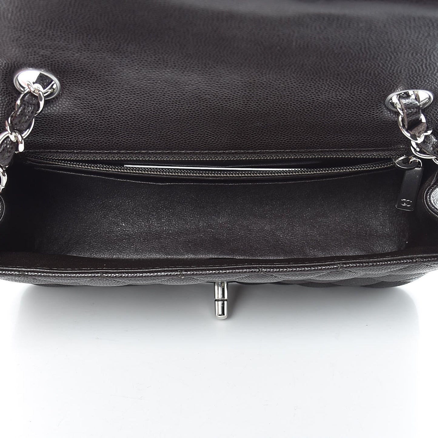 Caviar Quilted Mini Rectangular Flap Dark Brown