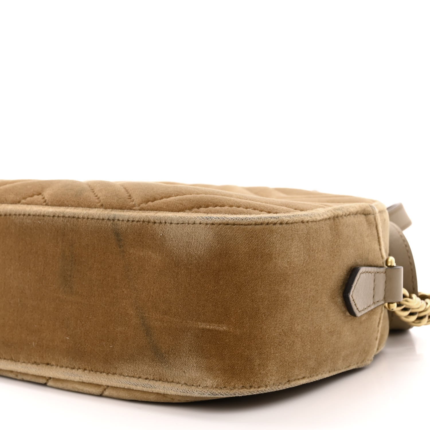 Gucci Velvet Matelasse Small GG Marmont Chain Shoulder Bag Taupe 10 of 14